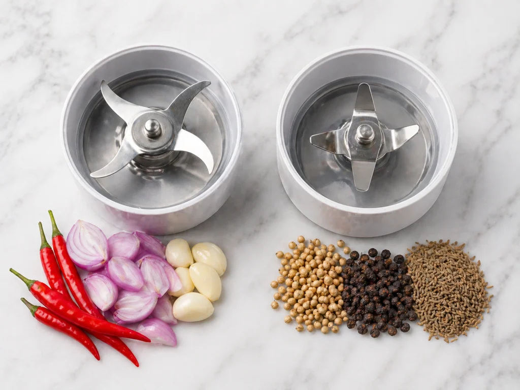 perbedaan pisau wet blade dan dry mill blender bumbu untuk bumbu kering ketumbar merica jintan