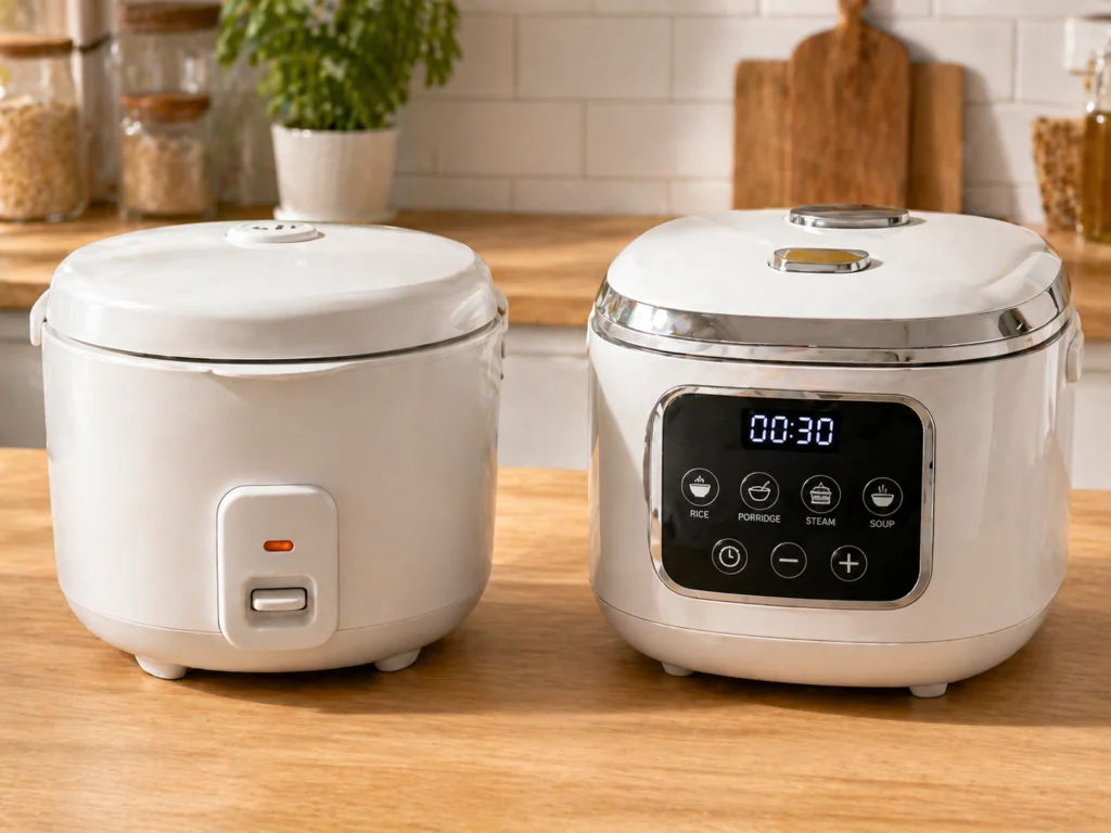 perbedaan rice cooker manual tombol cook warm dan magic com digital preset menu